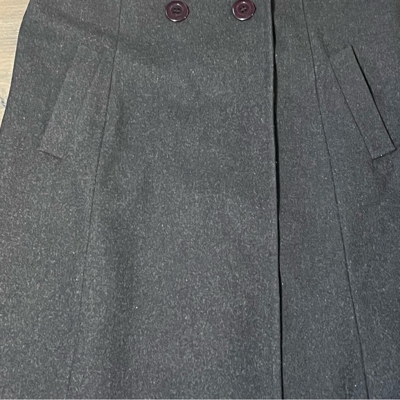 Donny Brook Womens Trench Coat Sz 14P Gray 100% Wool Lined Faux Fur Pocket - Picture 7 of 15